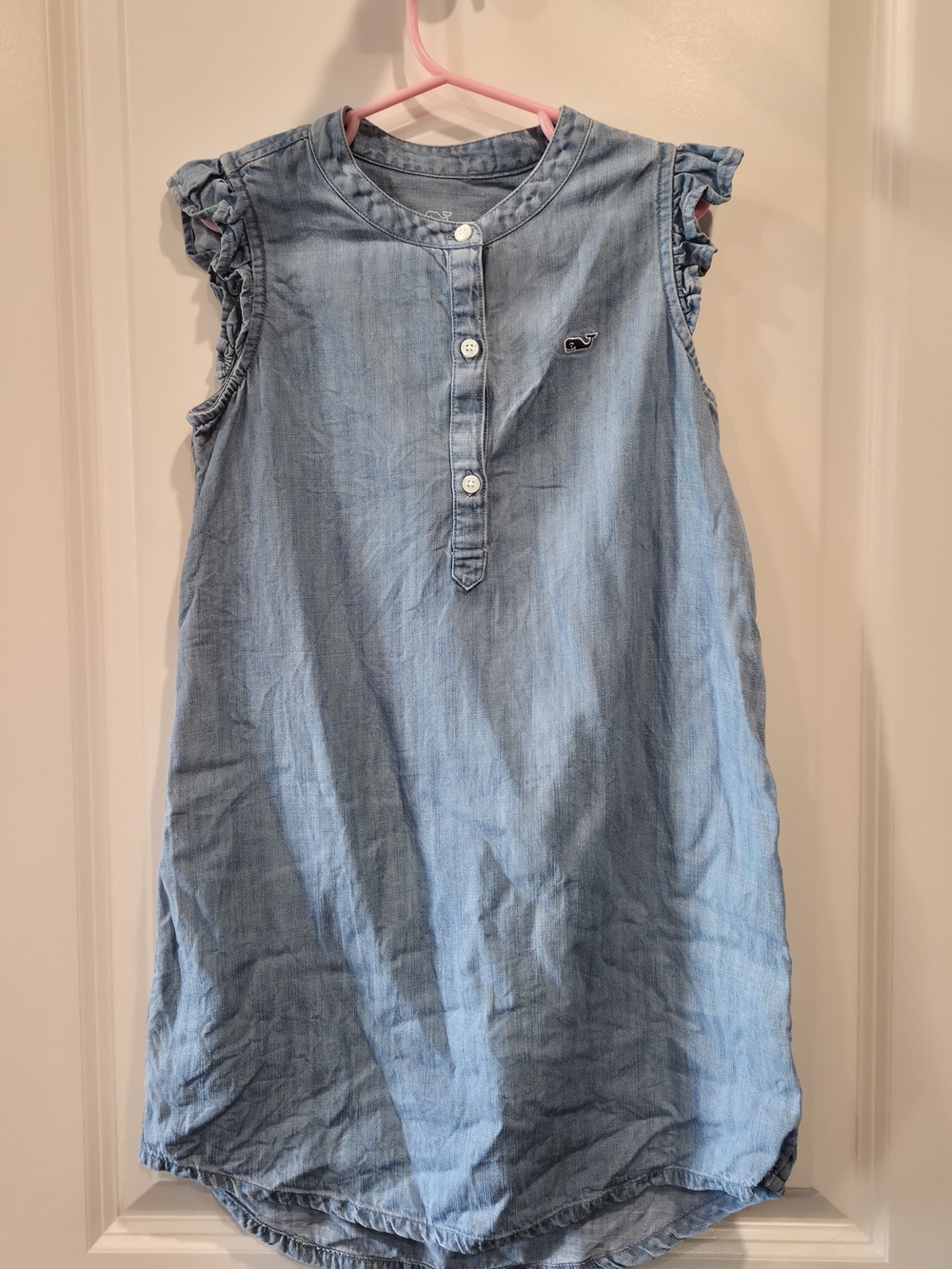 Vineyard Vines Girls Light Blue Ruffle Sleeve Dress